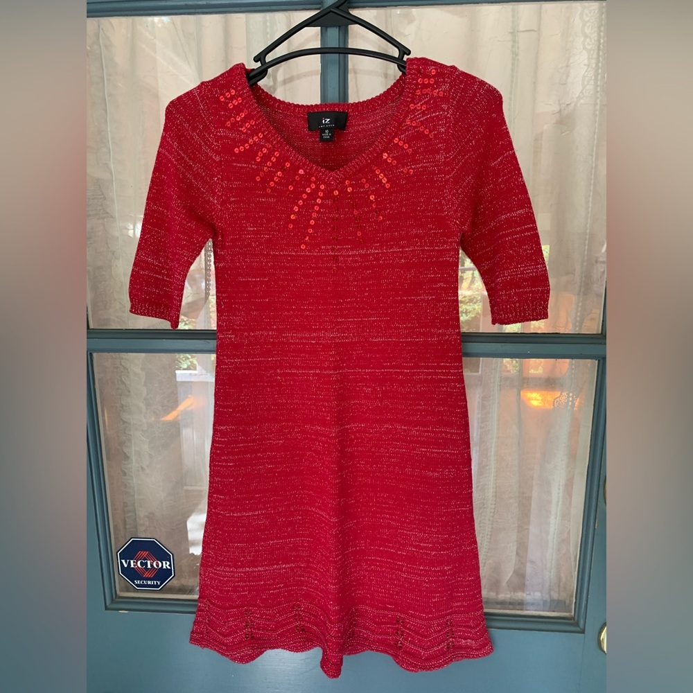 Like New! iZ Amy Byer Girls Red Metallic Dress 👗 Size 10